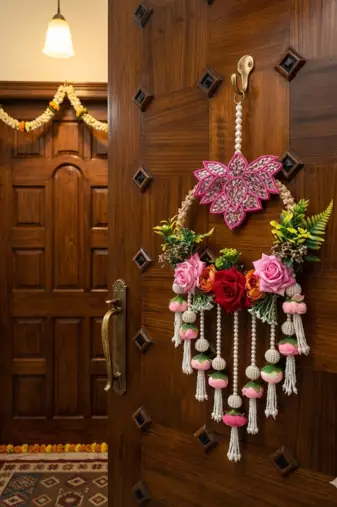 decorative lotus patch chudi with flower hanging perfect for home decor  handmade toran door hanging decor (pack of 2)