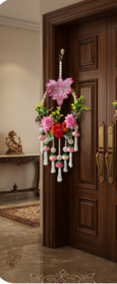 decorative lotus patch chudi with flower hanging perfect for home decor  handmade toran door hanging decor (pack of 2) 4