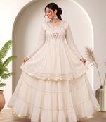 White mirror-work lace Cotton Navratri Lehenga Choli 