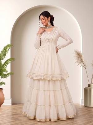 White mirror-work lace Cotton Navratri Lehenga Choli  3