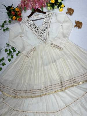 White mirror-work lace Cotton Navratri Lehenga Choli  5