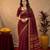 Maroon art silk blend banarasi jacquard motif work saree with unstitched blouse piece