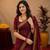 Maroon art silk blend banarasi jacquard motif work saree with unstitched blouse piece