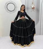 Black Color Gamthi Style Cotton Navratri Lahenga Choli Set