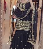 Black Color Sequence And Embroidery Work  faux Georgette Salwar Suit