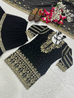 Black Color Sequence And Embroidery Work  faux Georgette Salwar Suit 5