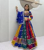 Multi Embroidery Thread & Sequin Work Fox Georgette Navratri Lahenga Choli Set