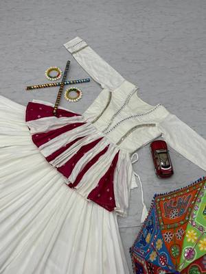 White Silver Lace Cotton Navratri Lahenga Choli Set 4