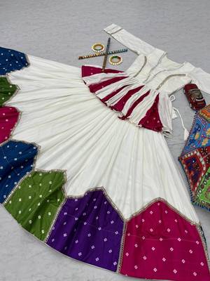White Silver Lace Cotton Navratri Lahenga Choli Set 5