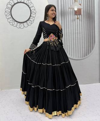 Chaniya choli for navratri Black Cotton with Traditional Mirror Work 1