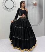 Chaniya choli for navratri Black Cotton with Traditional Mirror Work
