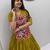 Olive Green Pure Cotton Gamthi Mirror Work Kediyu Lehenga Set