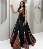 Black Ajarak Print Navaratri Lehenga Choli