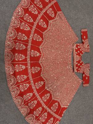Red Bridal Lehenga Choli for Women with Heavy Embroidery & Dupatta 5