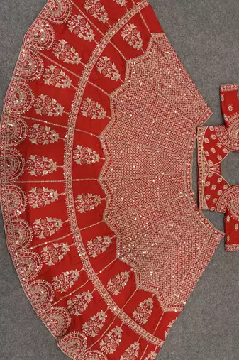 Red Bridal Lehenga Choli for Women with Heavy Embroidery & Dupatta
