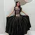 Black Mirror Work Pure Cotton Lehenga Choli Set with Ribbon Work