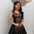 Black Mirror Work Pure Cotton Lehenga Choli Set with Ribbon Work