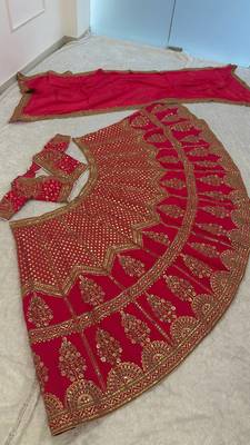 Pink Bridal Lehenga Choli for Women with Heavy Embroidery & Dupatta 4