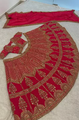 Pink Bridal Lehenga Choli for Women with Heavy Embroidery & Dupatta