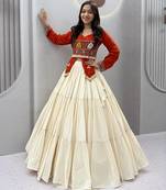 Orange Color heavy Hand Work with real  kodi work & Gamthi work Cotton Navratri Lahenga Top Set