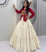 Rani Pink heavy Hand Work with kodi work & Gamthi work Cotton Navratri Lahenga Top Set