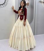 Wine heavy Hand Work with kodi work & Gamthi work Cotton Navratri Lahenga Top Set