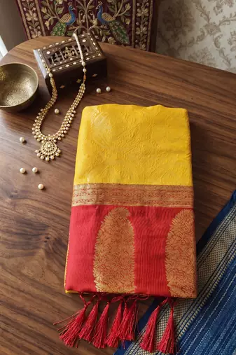 Majestic mustard kanjivaram silk blend saree 