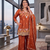 Rust orange silk embroidered kurti palazzo set with dupatta