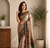 dark beige colour design kalamkari fusion silk blend saree