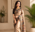 dark beige colour design kalamkari fusion silk blend saree