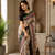 off white colour design kalamkari fusion silk blend saree