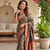 peach colour design kalamkari fusion silk blend saree