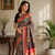 peach colour design kalamkari fusion silk blend saree