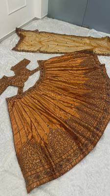 Brown Embroidered Lehenga Choli for Women with Dupatta 3