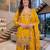 Mustard yellow silk embroidered kurti palazzo set with dupatta