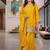 Mustard yellow silk embroidered kurti palazzo set with dupatta