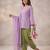 Women's lavender short kurti and olive green salwar set with scallop border dupatta