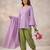 Women's lavender short kurti and olive green salwar set with scallop border dupatta