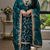 Teal blue embroidered readymade punjabi patiala suit set with dupatta