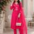 Kavindi women   s zari & sequin embroidered straight kurta pant set with organza dupatta