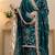 Teal blue embroidered readymade punjabi patiala suit set with dupatta