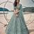 Blue Net Semi Stitched Lehenga Choli with Embroidery & Jarkan Work