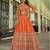 Orange Chinon Readymade Lehenga Choli with Embroidery Work