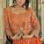 Orange Chinon Readymade Lehenga Choli with Embroidery Work
