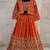 Orange Chinon Readymade Lehenga Choli with Embroidery Work