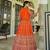Orange Chinon Readymade Lehenga Choli with Embroidery Work