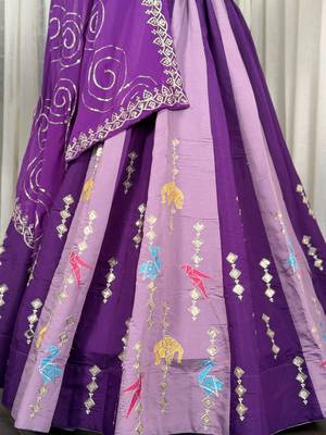 Purple Silk Blend Readymade Lehenga Choli with Thred & Sequins work 3