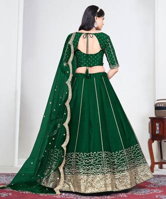 Green Art Silk Lehenga Choli with Embroidery work 2