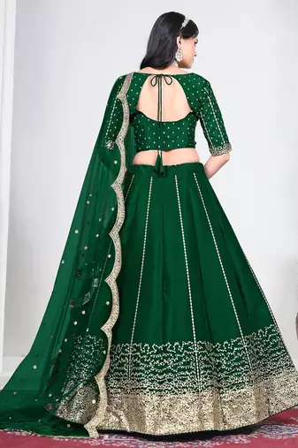 Green Art Silk Lehenga Choli with Embroidery work