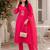 Kavindi women   s zari & sequin embroidered straight kurta pant set with organza dupatta